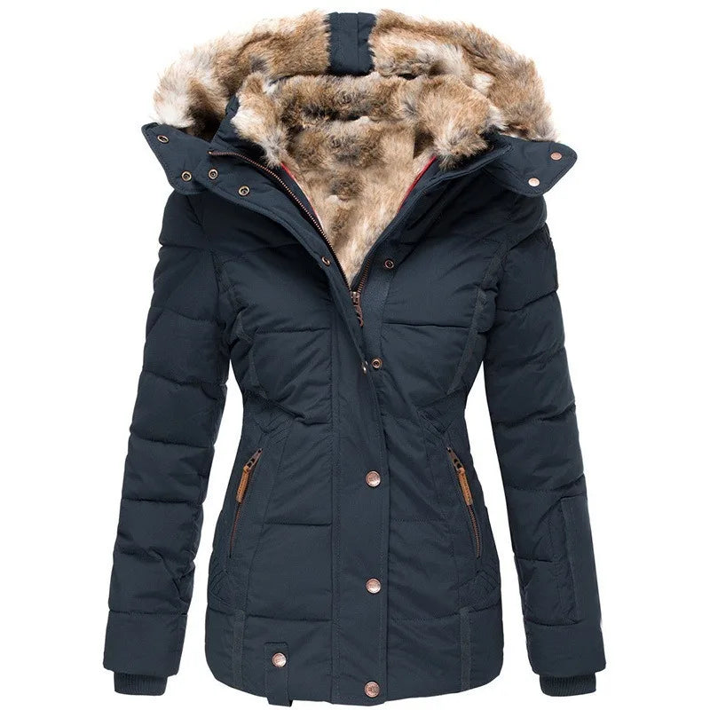 B Unique Fashions Women’s Winter Jacket with Fur-Trimmed Collar
