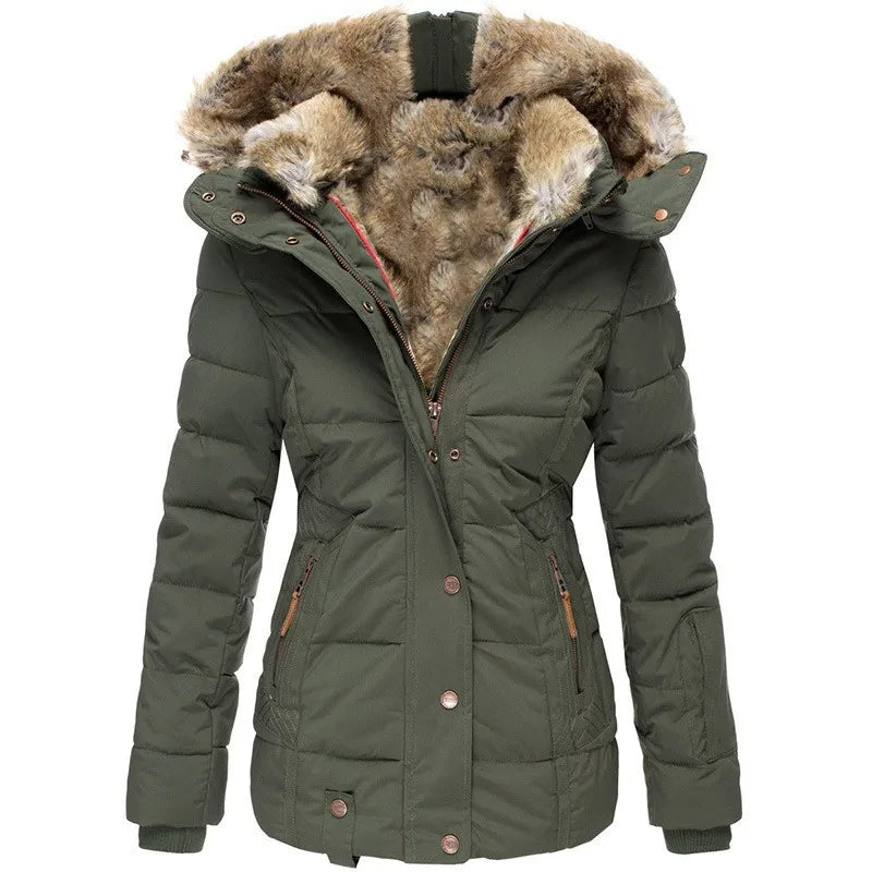 B Unique Fashions Women’s Winter Jacket with Fur-Trimmed Collar
