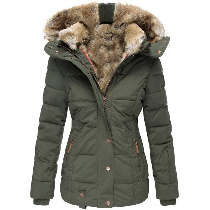B Unique Fashions Women’s Winter Jacket with Fur-Trimmed Collar