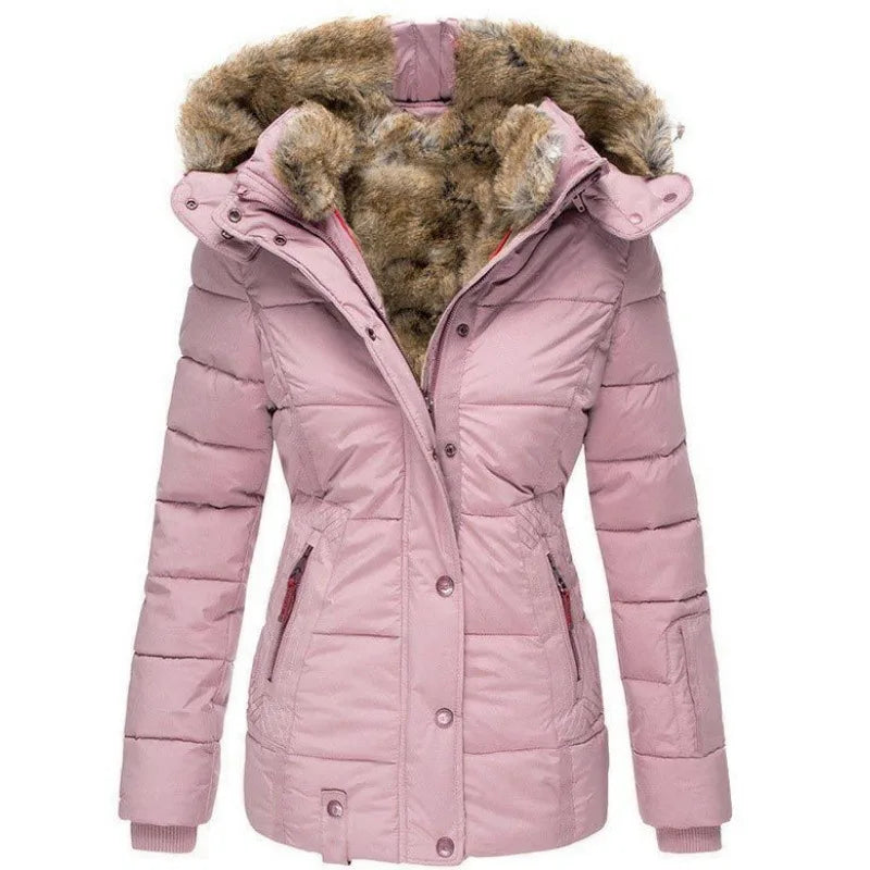 B Unique Fashions Women’s Winter Jacket with Fur-Trimmed Collar