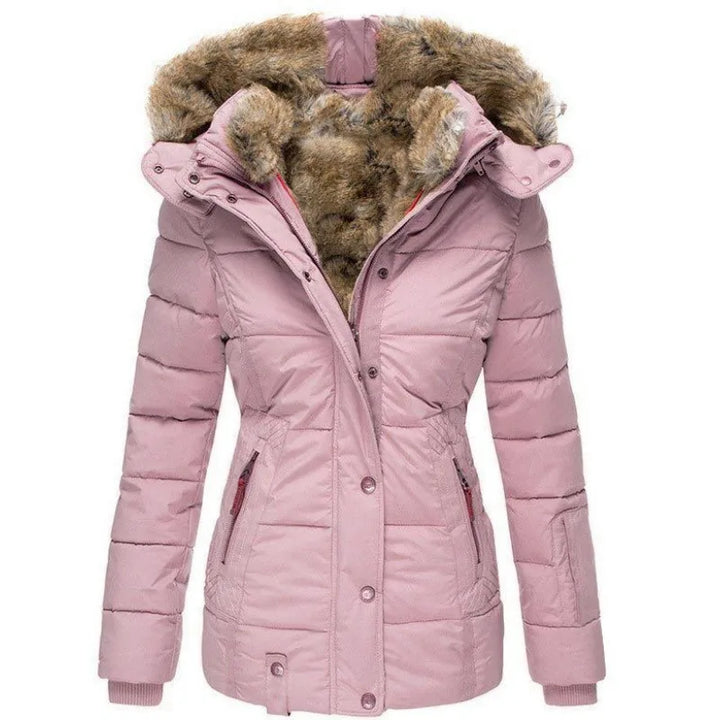 B Unique Fashions Women’s Winter Jacket with Fur-Trimmed Collar