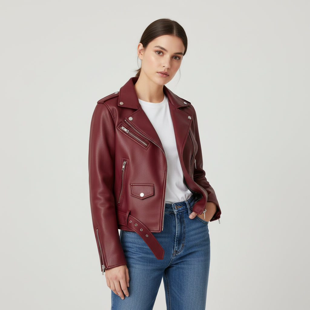 B Unique Fashions Women’s Genuine PU Leather Jacket