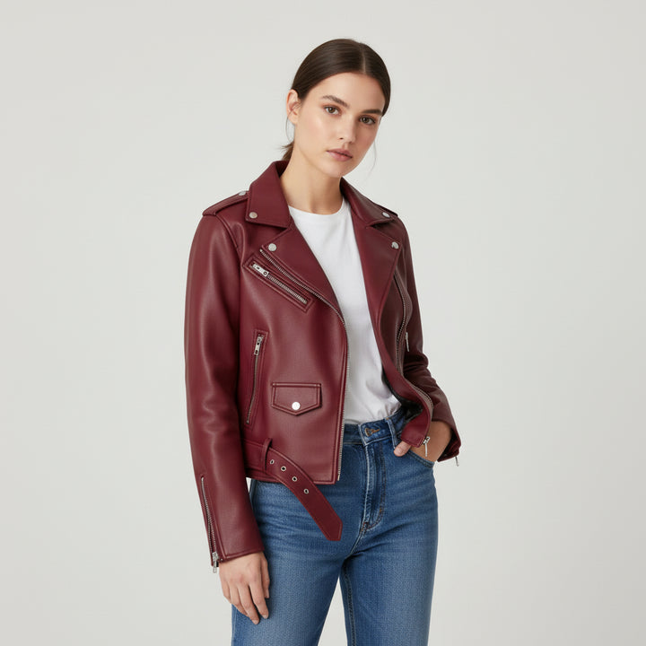 B Unique Fashions Women’s Genuine PU Leather Jacket