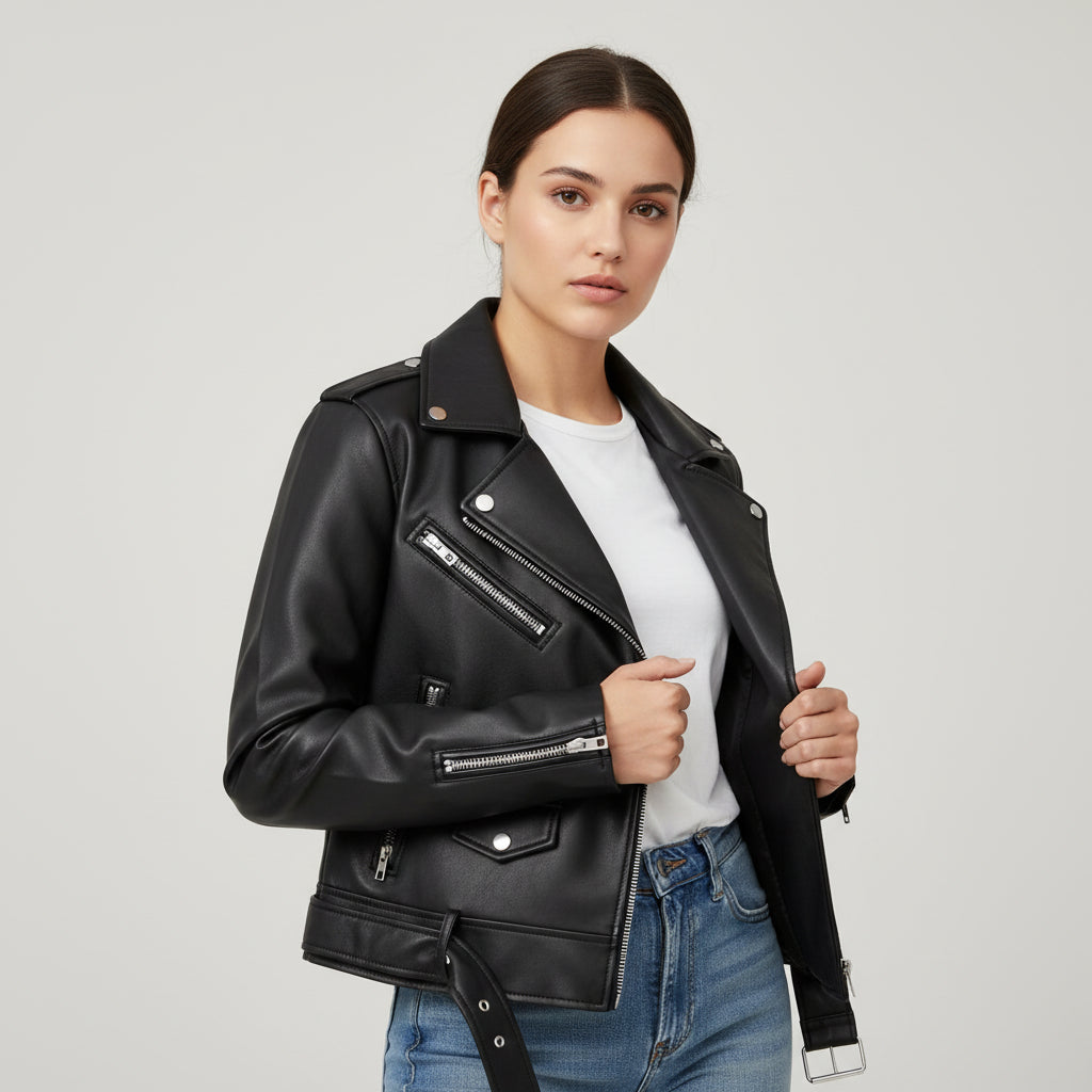 B Unique Fashions Women’s Genuine PU Leather Jacket