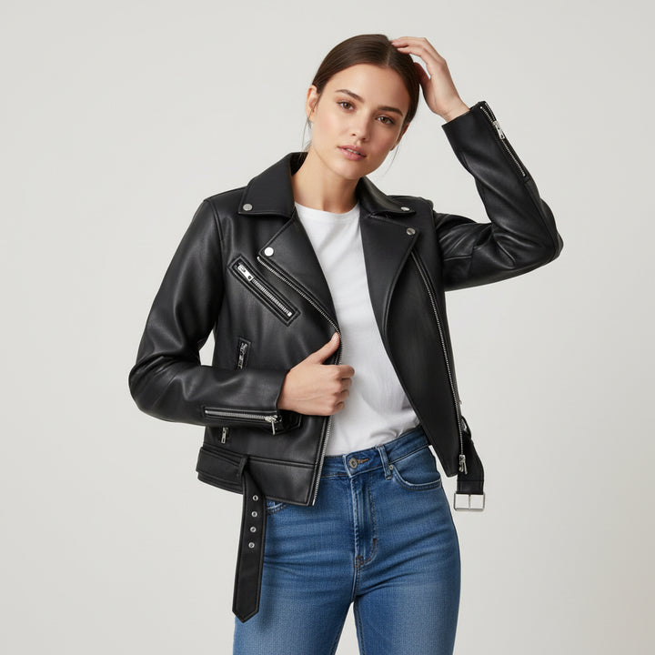 B Unique Fashions Women’s Genuine PU Leather Jacket
