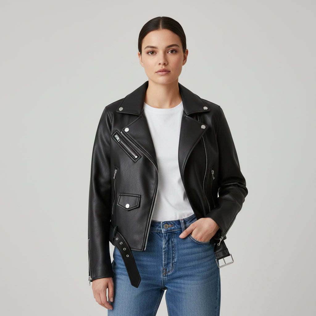 B Unique Fashions Women’s Genuine PU Leather Jacket