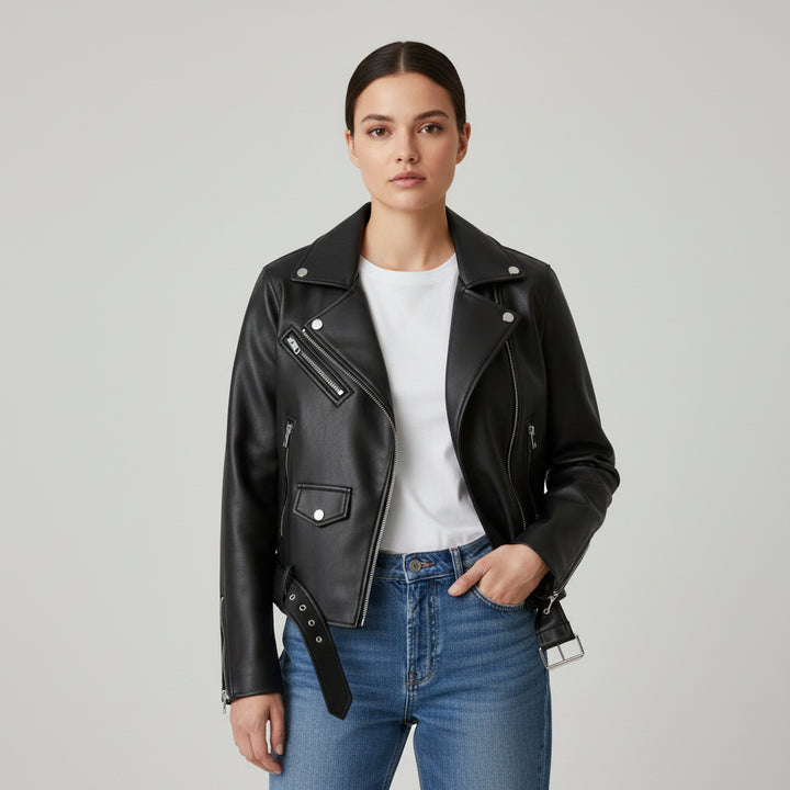 B Unique Fashions Women’s Genuine PU Leather Jacket