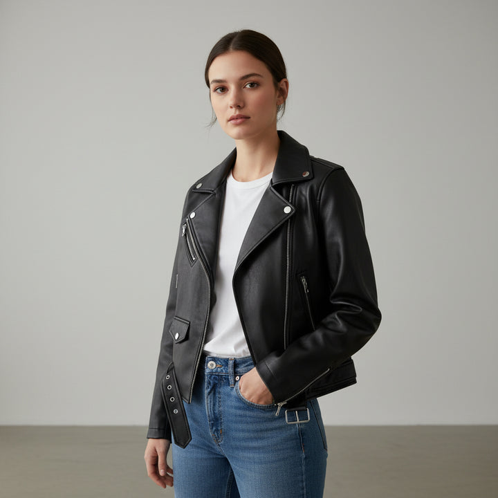 B Unique Fashions Women’s Genuine PU Leather Jacket