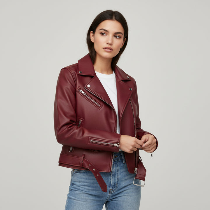 B Unique Fashions Women’s Genuine PU Leather Jacket