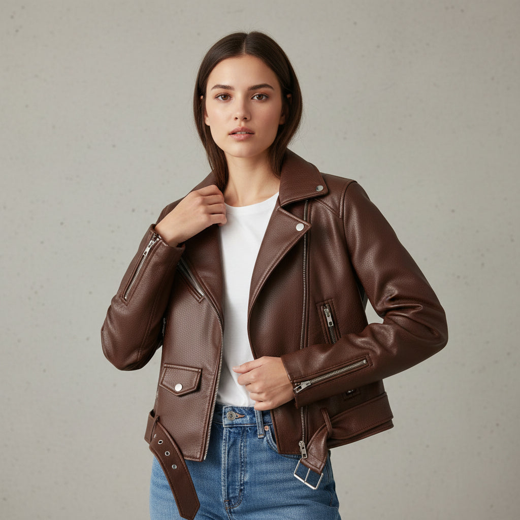 B Unique Fashions Women’s Genuine PU Leather Jacket
