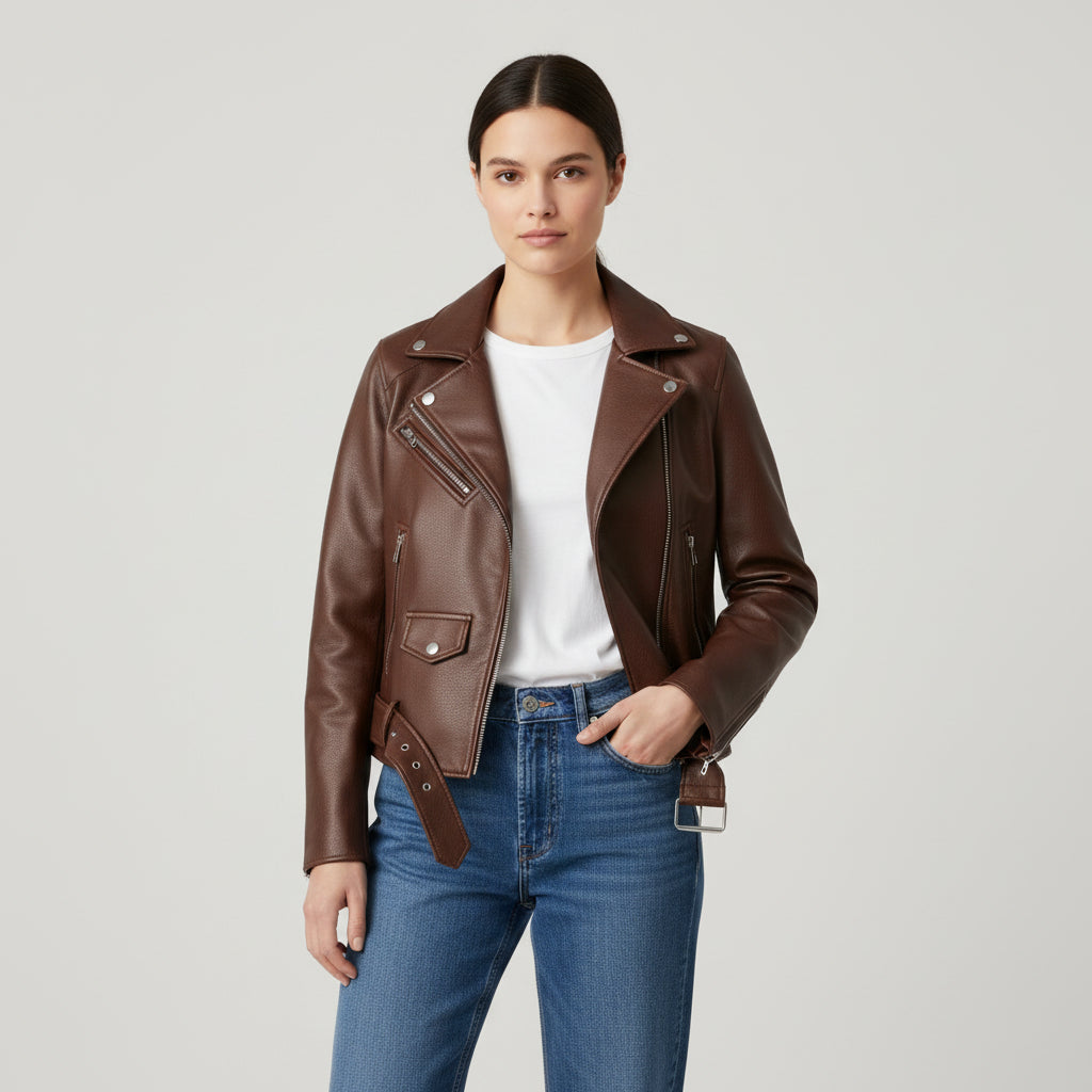 B Unique Fashions Women’s Genuine PU Leather Jacket