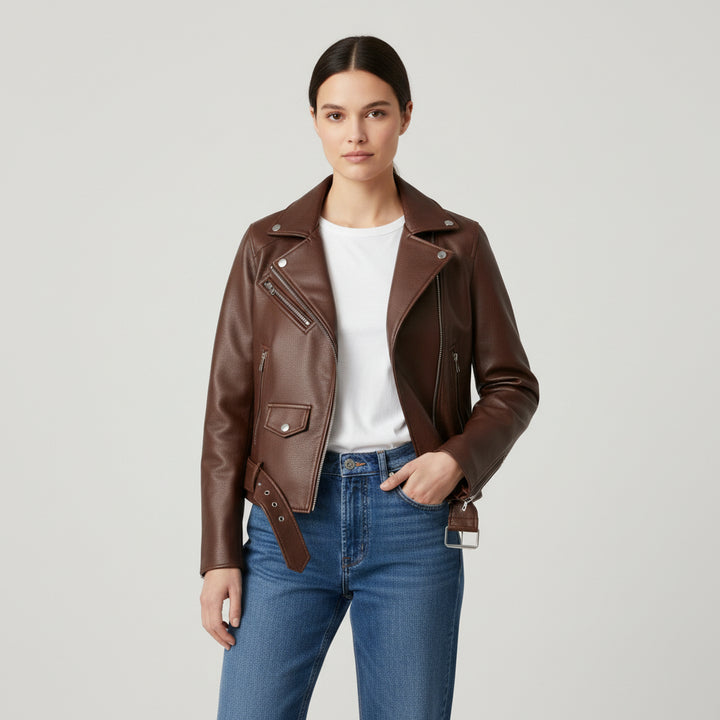 B Unique Fashions Women’s Genuine PU Leather Jacket