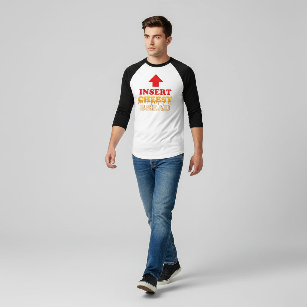 Insert Cheesy Bread Funny Graphic Unisex Raglan T-Shirt