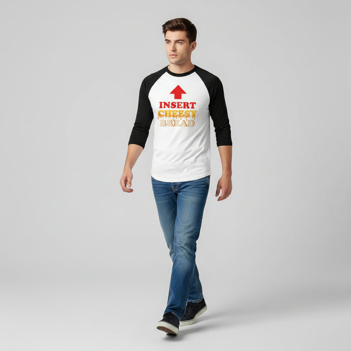 Insert Cheesy Bread Funny Graphic Unisex Raglan T-Shirt