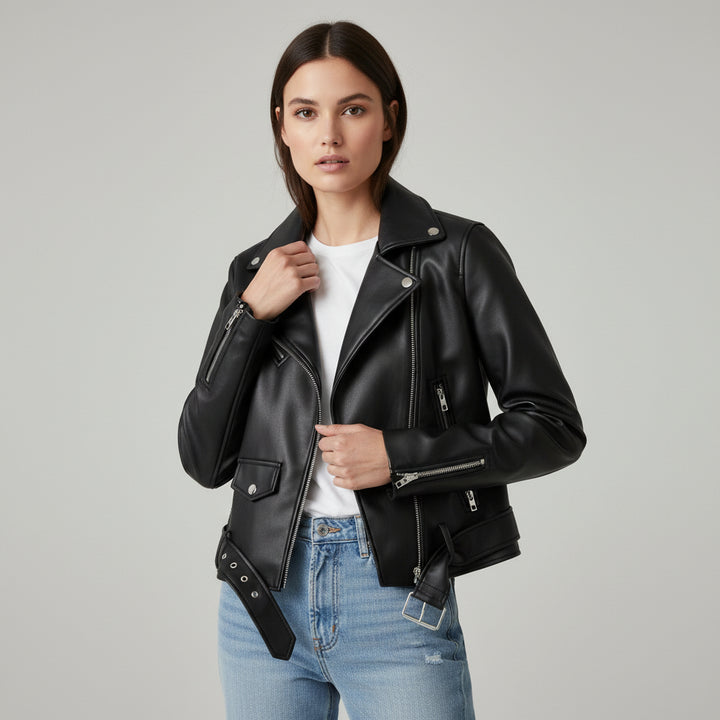 B Unique Fashions Women’s Genuine PU Leather Jacket
