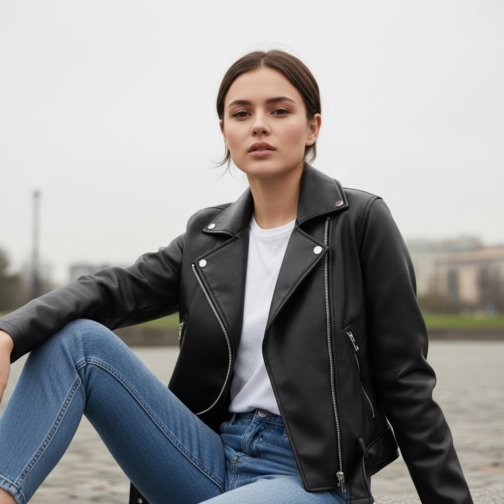 B Unique Fashions Women’s Genuine PU Leather Jacket