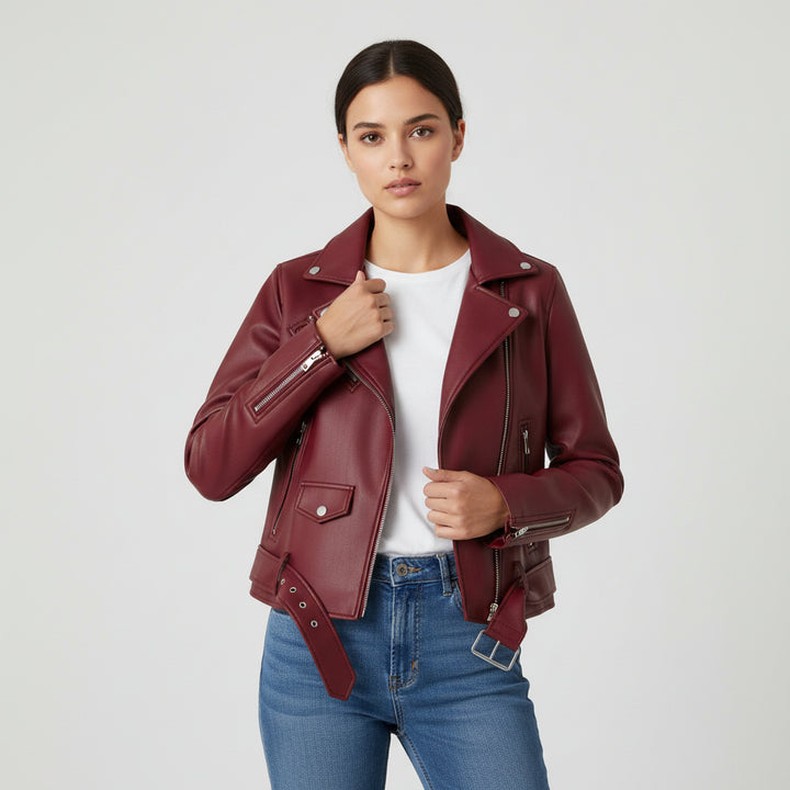 B Unique Fashions Women’s Genuine PU Leather Jacket