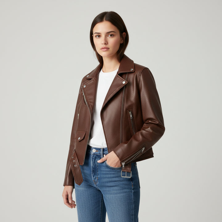 B Unique Fashions Women’s Genuine PU Leather Jacket