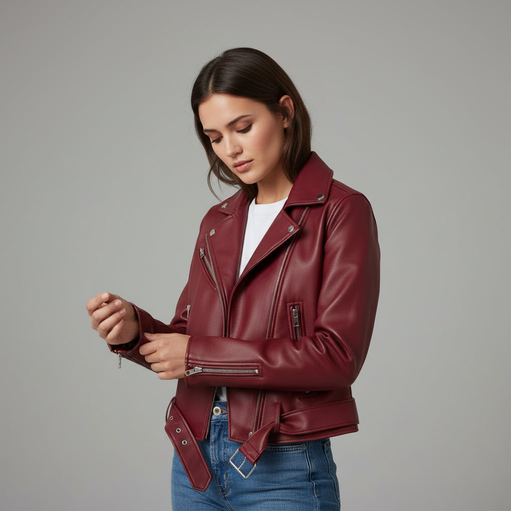B Unique Fashions Women’s Genuine PU Leather Jacket