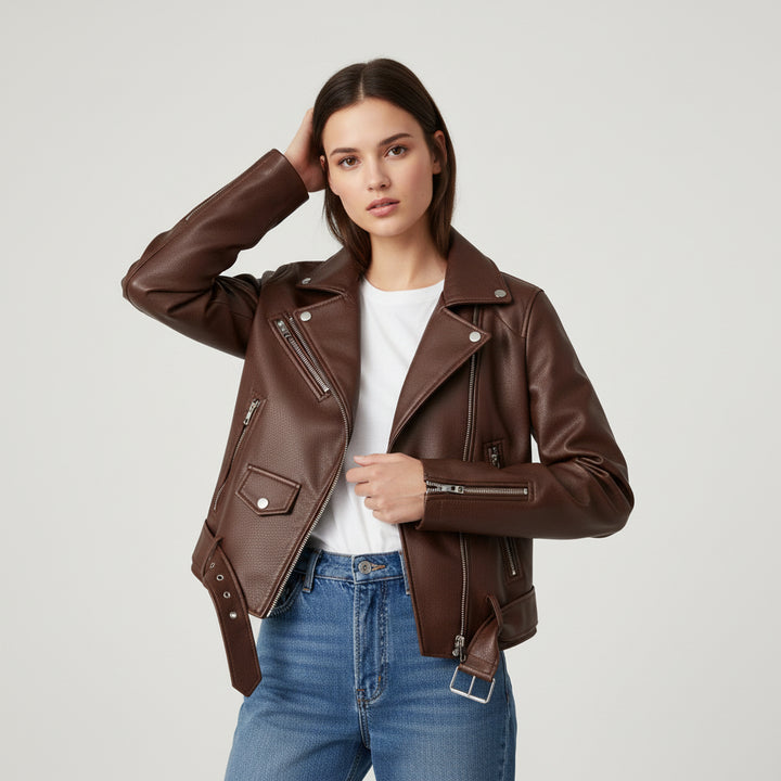 B Unique Fashions Women’s Genuine PU Leather Jacket