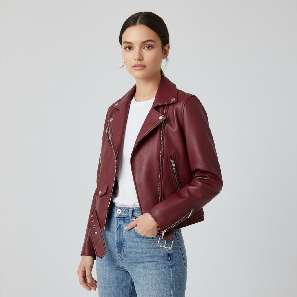 B Unique Fashions Women’s Genuine PU Leather Jacket